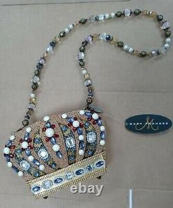 Mary Frances Queendom Embellished Beaded Gold Crown Purse