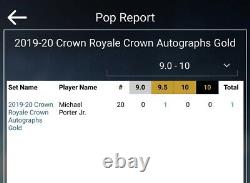 Michael Porter Jr 2019-20 Crown Royale Crown Auto GOLD Jersey # 1/10 BGS 9.5