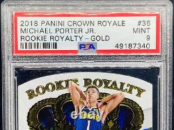 Michael Porter Jr RC 2018-19 Crown Royale Rookie Royalty GOLD 10/10 SSP PSA 9