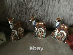 Mint An Exclusive Royal Crown Derby Collectors Guild Set of 3 Fawn Figurines