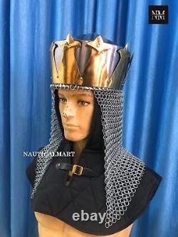Monty Python King Arthur Royal Crown Helmet withAv Entail, Chain Mail Knight Helme