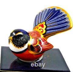 NEW BOXED ROYAL CROWN DERBY FANTAIL BIRD PAPERWEIGHT GOLD STOPPER 1st QUALITY