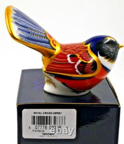 NEW BOXED ROYAL CROWN DERBY FANTAIL BIRD PAPERWEIGHT GOLD STOPPER 1st QUALITY