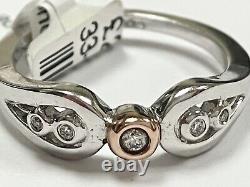 NEW CLOGAU Royal Crown Diamond Silver & 9ct Rose Gold Ring RRP £229