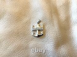 NEW ROYAL CARIBBEAN RCCL 14K White Diamond Crown & Anchor on GP Stainless Steel