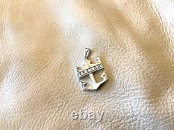NEW ROYAL CARIBBEAN RCCL 14K White Diamond Crown & Anchor on GP Stainless Steel