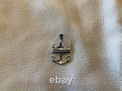 NEW ROYAL CARIBBEAN RCCL 14K White Diamond Crown & Anchor on GP Stainless Steel