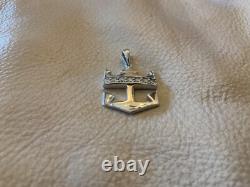 NEW ROYAL CARIBBEAN RCCL 14K White Diamond Crown & Anchor on GP Stainless Steel