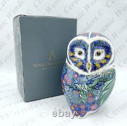 NEW Royal Crown Derby'Periwinkle Owl' Bird Paperweight (Boxed) Gold Stopper