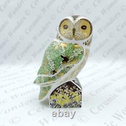 NEW Royal Crown Derby'Woodland Owl' Bird Paperweight (Boxed) Gold Stopper