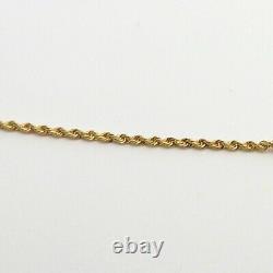 New 14k Gold Diamond Cut Thin Rope Link Pendant Chain Necklace 20in