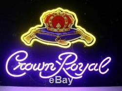 New Crown Royal Logo Bar Beer Man Cave Bar Neon Light Sign 20x16