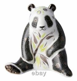 New Royal Crown 1st Quality Derby Midnight Panda Paperweight