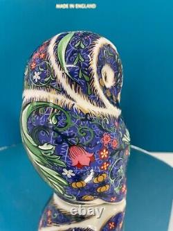 New Royal Crown 1st Quality Derby Periwinkle Owl Paperweight