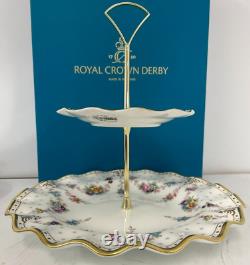New Royal Crown Derby 1st Quality Antoinette 2 Tier Cake Stand
