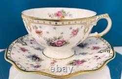 New Royal Crown Derby 1st Quality Antoinette Tea Cup & Saucer