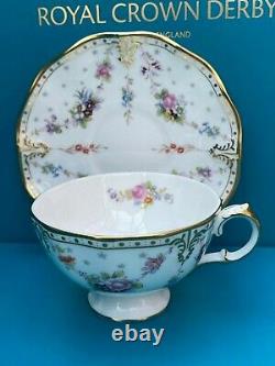 New Royal Crown Derby 1st Quality Antoinette Tea Cup & Saucer