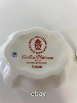 New Royal Crown Derby 1st Quality Carlton Platinum 3pc Coffee Set