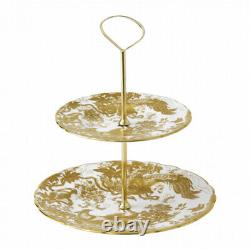 New Royal Crown Derby 1st Quality Gold Aves 2 Tier Cake Stand
