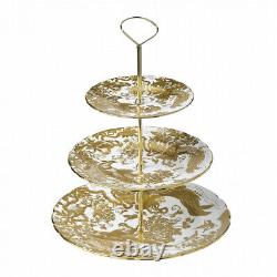 New Royal Crown Derby 1st Quality Gold Aves 3 Tier Cake Stand