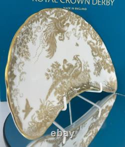 New Royal Crown Derby 1st Quality Gold Aves Crescent Salad Plate