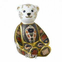 New Royal Crown Derby 1st Quality Imari Solid Gold Band Bear Paperweight