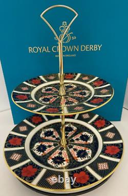 New Royal Crown Derby 1st Quality Old Imari 1128 2 Tier Cake Stand