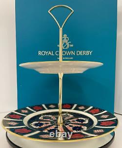 New Royal Crown Derby 1st Quality Old Imari 1128 2 Tier Cake Stand