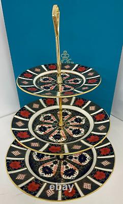 New Royal Crown Derby 1st Quality Old Imari 1128 3 Tier Cake Stand