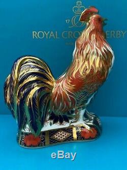 New Royal Crown Derby 1st Quality Old Imari Cockerel Paperweight