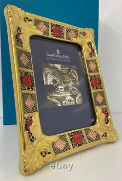 New Royal Crown Derby 1st Quality Old Imari Solid Gold Band 5x7 Picture Frame