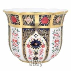 New Royal Crown Derby 1st Quality Old Imari Solid Gold Band Gardenia Planter