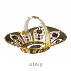 New Royal Crown Derby 1st Quality Old Imari Solid Gold Band Heather Basket