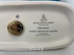 New Royal Crown Derby 1st Quality Old Imari Solid Gold Band Lurcher Paperweight