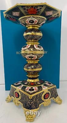 New Royal Crown Derby 1st Quality Old Imari Solid Gold Band Prestige Candlestick