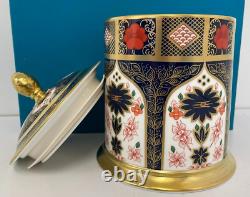 New Royal Crown Derby 1st Quality Old Imari Solid Gold Band Small Storage Jar