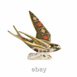 New Royal Crown Derby 1st Quality Old Imari Solid Gold Band Swallow Paperweight