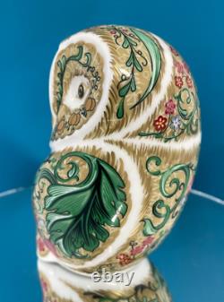 New Royal Crown Derby 1st Quality Parchment Owl Paperweight