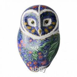 New Royal Crown Derby 1st Quality Periwinkle Owl Paperweight