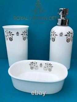 New Royal Crown Derby 1st Quality Samuel Heath Platinum 3pc Bathroom Set