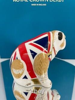 New Royal Crown Derby 1st Quality Union Jack Bulldog Paperweight