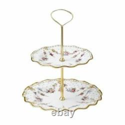 New Royal Crown Derby 2nd Quality Antoinette 2 Tier Cake Stand