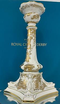New Royal Crown Derby 2nd Quality Gold Aves Candlestick