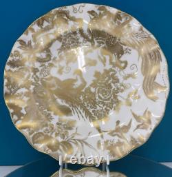 New Royal Crown Derby 2nd Quality Gold Aves Fluted Dessert Plate