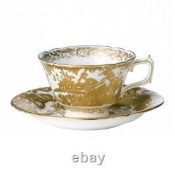 New Royal Crown Derby 2nd Quality Gold Aves Tea Cup & Saucer