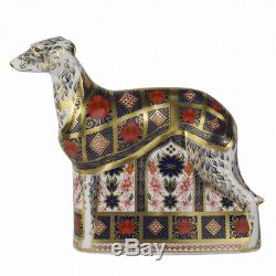 New Royal Crown Derby 2nd Quality Imari Solid Gold Band Lurcher Paperweight