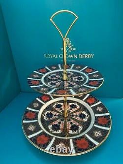 New Royal Crown Derby 2nd Quality Old Imari 1128 2 Tier Cake Stand