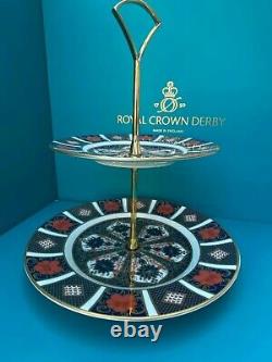 New Royal Crown Derby 2nd Quality Old Imari 1128 2 Tier Cake Stand