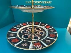 New Royal Crown Derby 2nd Quality Old Imari 1128 2 Tier Cake Stand