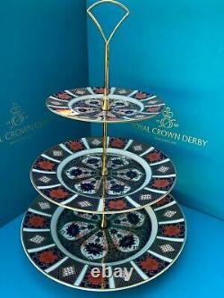 New Royal Crown Derby 2nd Quality Old Imari 1128 3 Tier Cake Stand
